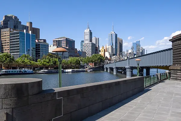 455164 - Sandridge Bridge at Yarra River, Southbank, Melbourne, Australia