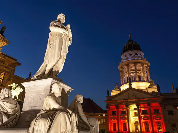 442142 - Schiller Memorial and French Cathedral, Gendarmenmarkt, Berlin, Germany