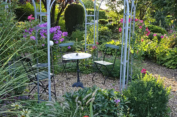 474474 - Seating area in a garden pavilion