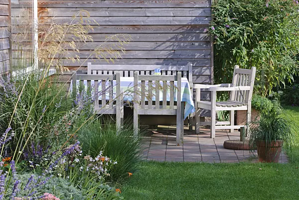 475300 - Seating area on a paved terrace