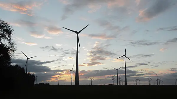 513026 - Wind turbines at sunset, Germany