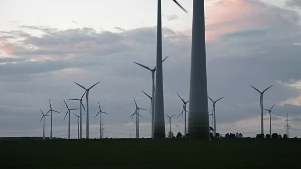 513027 - Wind turbines at sunset, Germany
