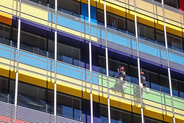 455159 - Window cleaners at the National Australia Bank, Docklands, Melbourne, Australia