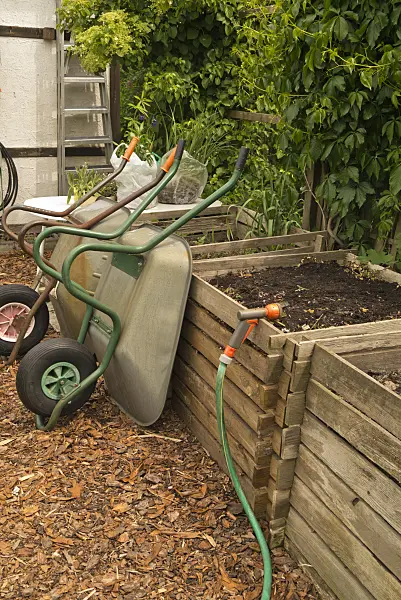 545068 - Wooden compost bin with hand barrows
