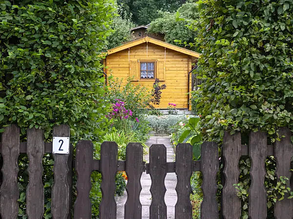 463039 - Wooden garden house in an allotment garden