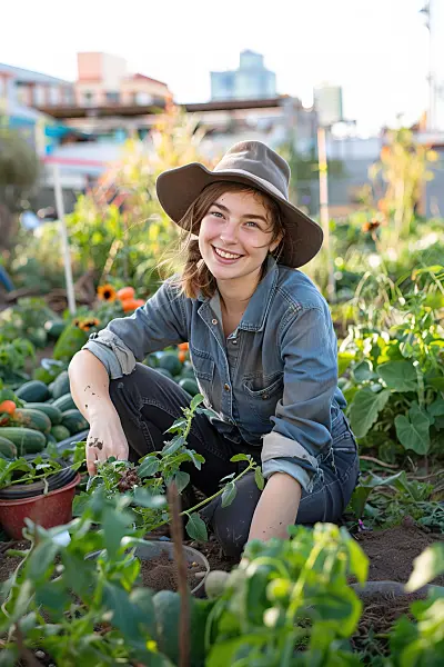 667008 - Young woman working in a vegetable garden